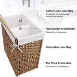 Maxbell Large Laundry Basket 2 Dividers Laundry Hamper for Living Room Dorm Bathroom Yellow