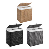 Maxbell Large Laundry Basket 2 Dividers Laundry Hamper for Living Room Dorm Bathroom Yellow