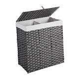 Maxbell Large Laundry Basket 2 Dividers Laundry Hamper for Living Room Dorm Bathroom Gray