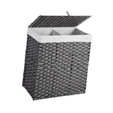 Maxbell Large Laundry Basket 2 Dividers Laundry Hamper for Living Room Dorm Bathroom Gray