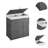 Maxbell Large Laundry Basket 2 Dividers Laundry Hamper for Living Room Dorm Bathroom Gray