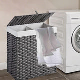 Maxbell Large Laundry Basket 2 Dividers Laundry Hamper for Living Room Dorm Bathroom Gray