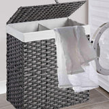 Maxbell Large Laundry Basket 2 Dividers Laundry Hamper for Living Room Dorm Bathroom Gray