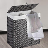 Maxbell Large Laundry Basket 2 Dividers Laundry Hamper for Living Room Dorm Bathroom Gray