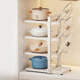 Maxbell Adjustable Pot Pan Organizer Rack 4 Tiers Pot Storage Rack for Baking Sheets