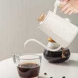 Maxbell Hanging Ear Coffee Pot 550ml Insulated Milk Warmer for Home Coffee Shop Gift White