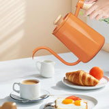 Maxbell Hanging Ear Coffee Pot 550ml Insulated Milk Warmer for Home Coffee Shop Gift Orange