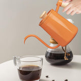 Maxbell Hanging Ear Coffee Pot 550ml Insulated Milk Warmer for Home Coffee Shop Gift Orange