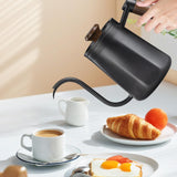 Maxbell Hanging Ear Coffee Pot 550ml Insulated Milk Warmer for Home Coffee Shop Gift Black
