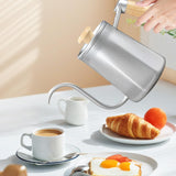 Maxbell Hanging Ear Coffee Pot 550ml Insulated Milk Warmer for Home Coffee Shop Gift Silver