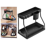 Maxbell Sink Organizer Storage Drawer L Shaped Sliding Multipurpose Sink Shelf 1pc black