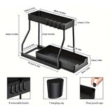 Maxbell Sink Organizer Storage Drawer L Shaped Sliding Multipurpose Sink Shelf 1pc black