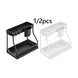 Maxbell Sink Organizer Storage Drawer L Shaped Sliding Multipurpose Sink Shelf 1pc black