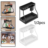 Maxbell Sink Organizer Storage Drawer L Shaped Sliding Multipurpose Sink Shelf 1pc black