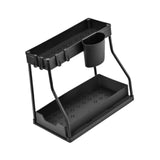 Maxbell Sink Organizer Storage Drawer L Shaped Sliding Multipurpose Sink Shelf 1pc black