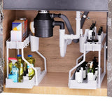 Maxbell Sink Organizer Storage Drawer L Shaped Sliding Multipurpose Sink Shelf 2pc white
