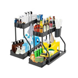 Maxbell Sink Organizer Storage Drawer L Shaped Sliding Multipurpose Sink Shelf 2pc black