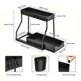 Maxbell Sink Organizer Storage Drawer L Shaped Sliding Multipurpose Sink Shelf 2pc black