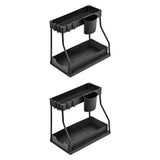 Maxbell Sink Organizer Storage Drawer L Shaped Sliding Multipurpose Sink Shelf 2pc black