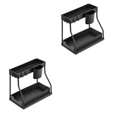 Maxbell Sink Organizer Storage Drawer L Shaped Sliding Multipurpose Sink Shelf 2pc black