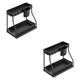 Maxbell Sink Organizer Storage Drawer L Shaped Sliding Multipurpose Sink Shelf 2pc black