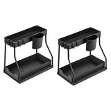 Maxbell Sink Organizer Storage Drawer L Shaped Sliding Multipurpose Sink Shelf 2pc black