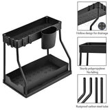 Maxbell Sink Organizer Storage Drawer L Shaped Sliding Multipurpose Sink Shelf 2pc black