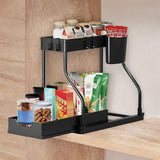 Maxbell Sink Organizer Storage Drawer L Shaped Sliding Multipurpose Sink Shelf 2pc black