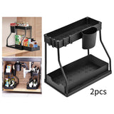 Maxbell Sink Organizer Storage Drawer L Shaped Sliding Multipurpose Sink Shelf 2pc black