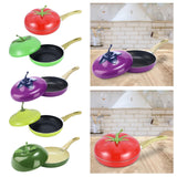 Maxbell Nonstick Frying Pan with Handle Induction Cooker Compatibility Round Skillet Tomato Shaped