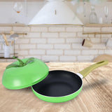 Maxbell Nonstick Frying Pan with Handle Induction Cooker Compatibility Round Skillet Apple Shaped