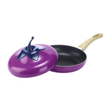 Maxbell Nonstick Frying Pan with Handle Induction Cooker Compatibility Round Skillet Eggplant Shaped