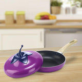 Maxbell Nonstick Frying Pan with Handle Induction Cooker Compatibility Round Skillet Eggplant Shaped
