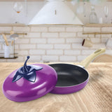 Maxbell Nonstick Frying Pan with Handle Induction Cooker Compatibility Round Skillet Eggplant Shaped