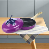 Maxbell Nonstick Frying Pan with Handle Induction Cooker Compatibility Round Skillet Eggplant Shaped