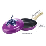 Maxbell Nonstick Frying Pan with Handle Induction Cooker Compatibility Round Skillet Eggplant Shaped
