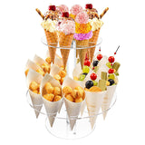 Maxbell Ice Cream Cone Holder 24 Holes 2-tier Clear for Birthday Anniversaries Party