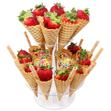 Maxbell Ice Cream Cone Holder 24 Holes 2-tier Clear for Birthday Anniversaries Party