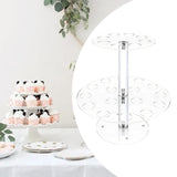 Maxbell Ice Cream Cone Holder 24 Holes 2-tier Clear for Birthday Anniversaries Party
