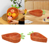 Maxbell Rattan Woven Basket Carrot Shaped Hand Woven Easter for Table Top Food Fruit Large 32x23x7.5cm