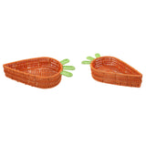 Maxbell Rattan Woven Basket Carrot Shaped Hand Woven Easter for Table Top Food Fruit Large 32x23x7.5cm