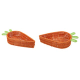Maxbell Rattan Woven Basket Carrot Shaped Hand Woven Easter for Table Top Food Fruit Large 32x23x7.5cm