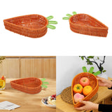 Maxbell Rattan Woven Basket Carrot Shaped Hand Woven Easter for Table Top Food Fruit Large 32x23x7.5cm