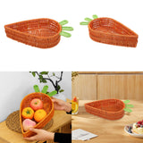 Maxbell Rattan Woven Basket Carrot Shaped Hand Woven Easter for Table Top Food Fruit Large 32x23x7.5cm