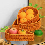 Maxbell Rattan Woven Basket Carrot Shaped Hand Woven Easter for Table Top Food Fruit Large 32x23x7.5cm