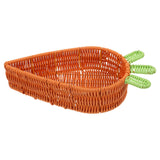 Maxbell Rattan Woven Basket Carrot Shaped Hand Woven Easter for Table Top Food Fruit Large 32x23x7.5cm