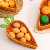 Maxbell Rattan Woven Basket Carrot Shaped Hand Woven Easter for Table Top Food Fruit Large 32x23x7.5cm