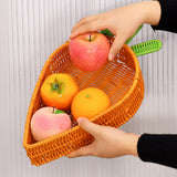 Maxbell Rattan Woven Basket Carrot Shaped Hand Woven Easter for Table Top Food Fruit Large 32x23x7.5cm