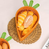Maxbell Rattan Woven Basket Carrot Shaped Hand Woven Easter for Table Top Food Fruit Large 32x23x7.5cm