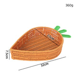 Maxbell Rattan Woven Basket Carrot Shaped Hand Woven Easter for Table Top Food Fruit Large 32x23x7.5cm